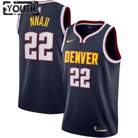 NBA Børn Trøje Denver Nuggets Zeke Nnaji 22 2022-23 Nike Icon Edition Navy Swingman